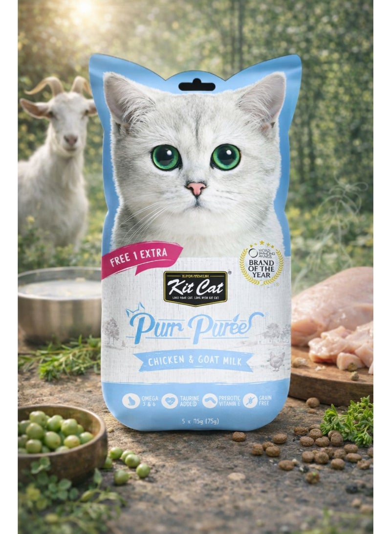 Purr Puree Chicken & Goat Milk Lickable Cat Treats 5 x 15g (75g)
